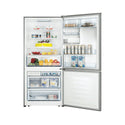 Hisense HR6BMFF514SW 514L Bottom Mount Fridge Silver, Front view with door open