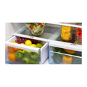 Hisense 509L French Door Fridge Stainless Steel HR6CDFF509SW, Glass shelf and vegetable crisper drawer view, full of vegetables and fruits