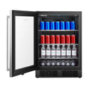 Hisense HRBC140 140 Can Beverage Chiller, Front view with door open full of bottles