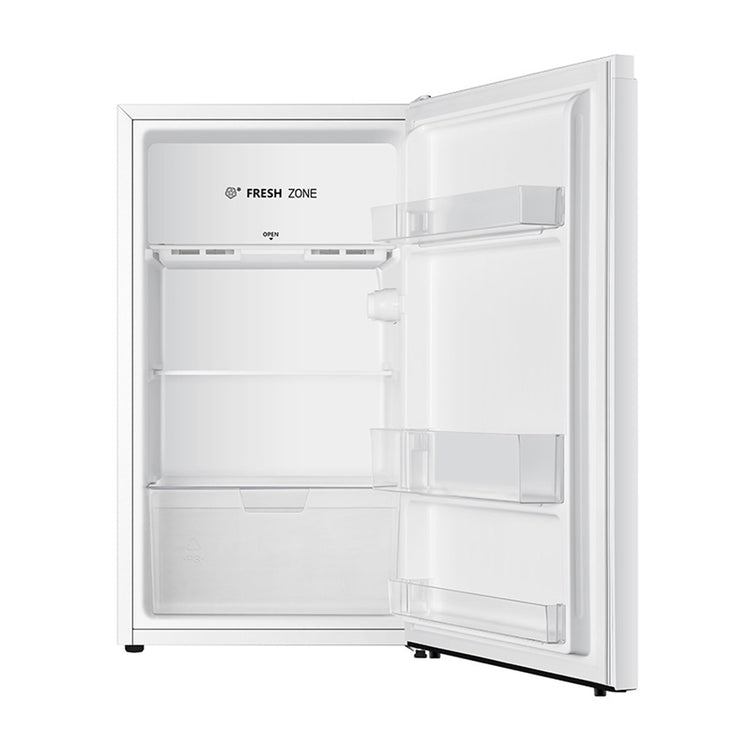 Hisense HRBF125 125L Bar Fridge White, Front view with door open