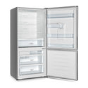 Hisense 482L PureFlat Bottom Mount Fridge Stainless Steel HRBM482SW, Front right view with doors open