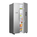 Hisense HRSBS578SW 578L Side By Side Fridge, Front right view with half door open