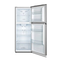 Hisense HRTF205S 205L Top Mount Fridge Silver, Front view with doors open