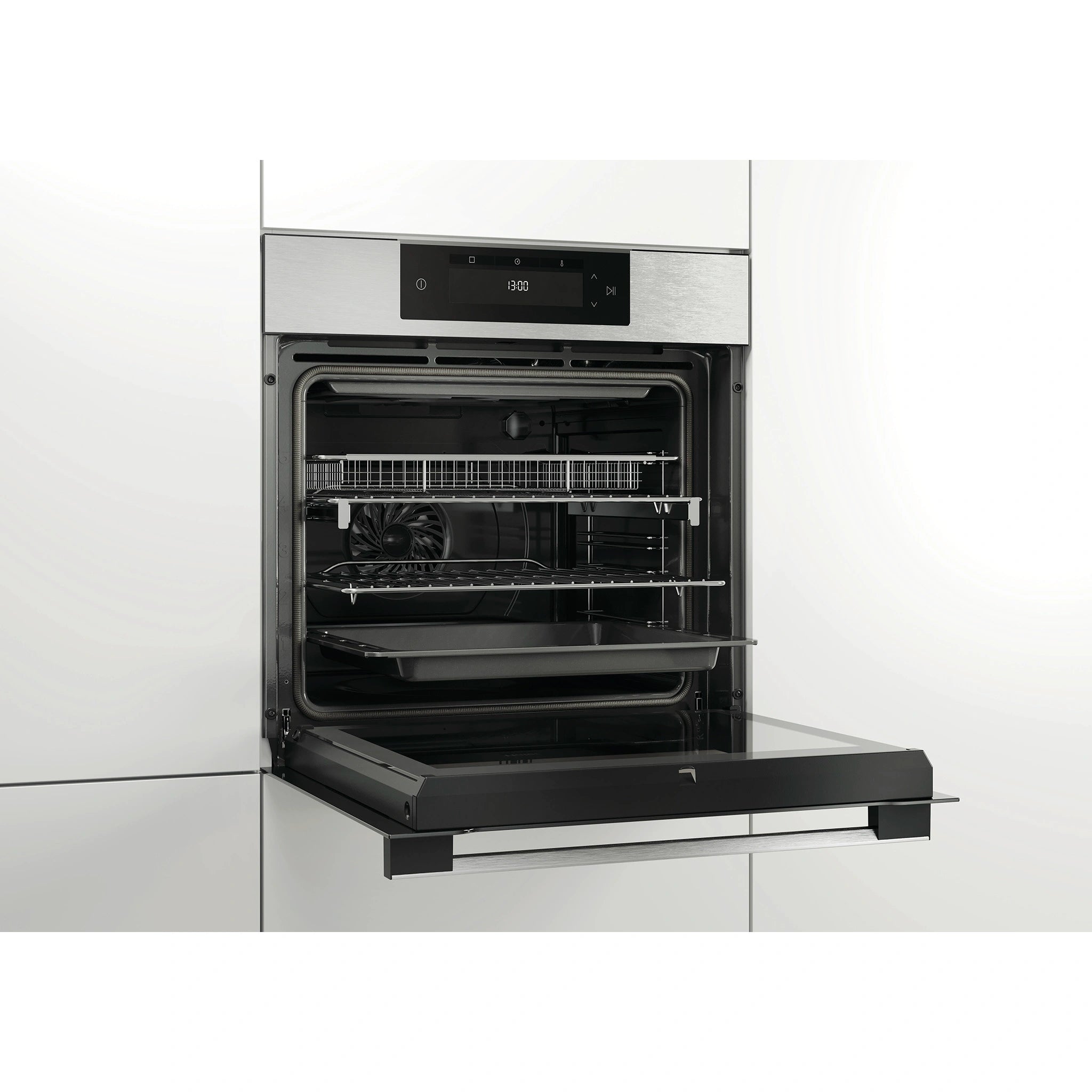 Haier Built-in Oven 60cm 14 Function Self-cleaning with Air Fry HWO60S14EPX4, Left Side View