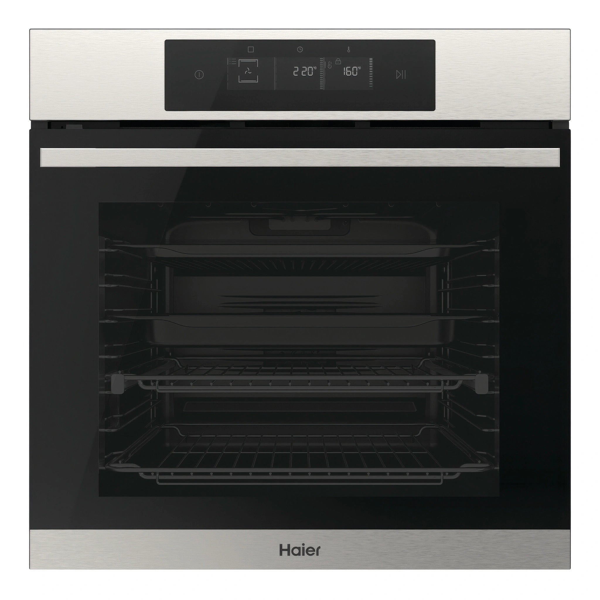 Haier 60cm 600 Series 14 Function Built-in Pyrolytic Oven with Steam Assist Stainless Steel HWO60S14TPX5, Front View