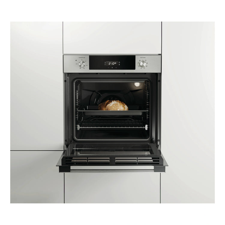 Haier 60cm Stainless Steel 7 Function Oven with Air Fry Grey HWO60S7EX4, Front View Cooking
