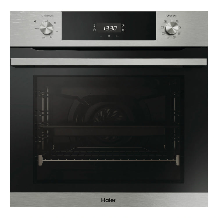 Haier 60cm Stainless Steel 7 Function Oven with Air Fry Grey HWO60S7EX4, Front View Door Closed