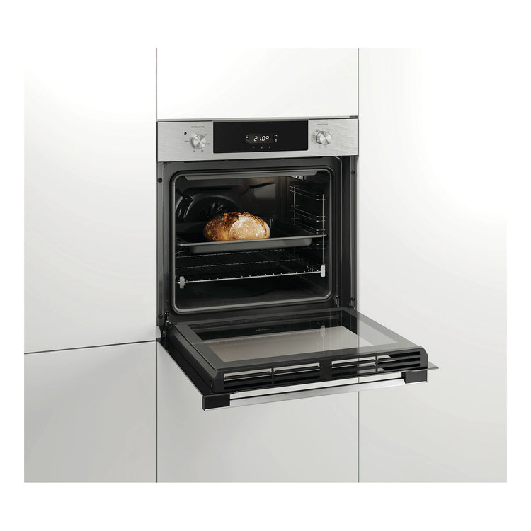 Haier 60cm Stainless Steel 7 Function Oven with Air Fry Grey HWO60S7EX4, Side View Cooking