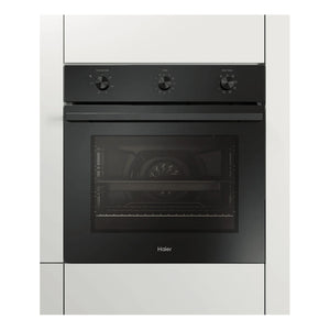 Haier 60cm Black Glass Multi Function Oven HWO60S7MB3, Front View Door Closed