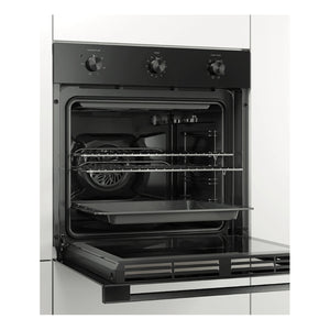 Haier 60cm Black Glass Multi Function Oven HWO60S7MB3, Side View Door Open
