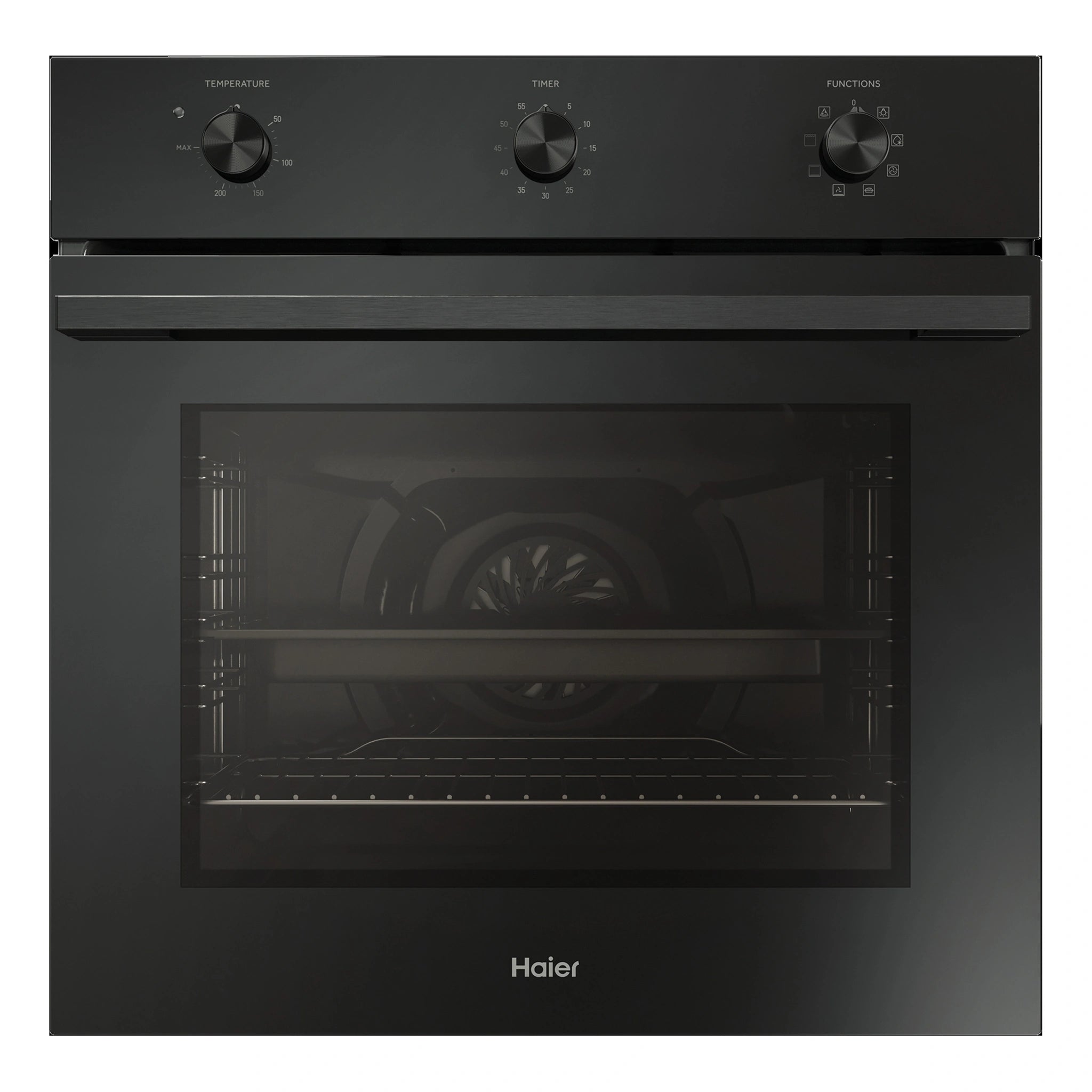 Haier 60cm Black Multi Function Oven HWO60S7MB4, Front View
