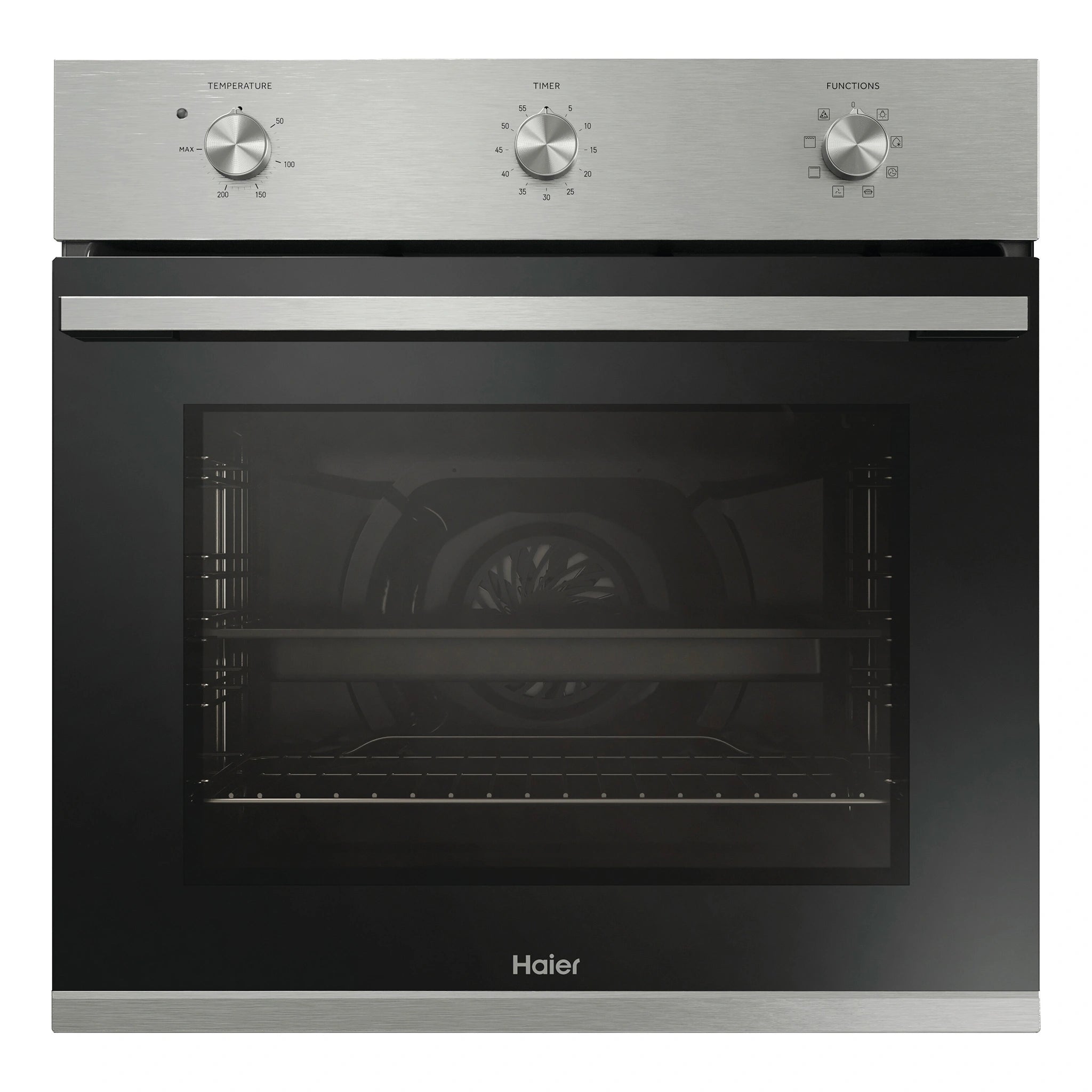 Haier 60cm 7 Function Stainless Steel Multi Function Oven HWO60S7MX4, Front View