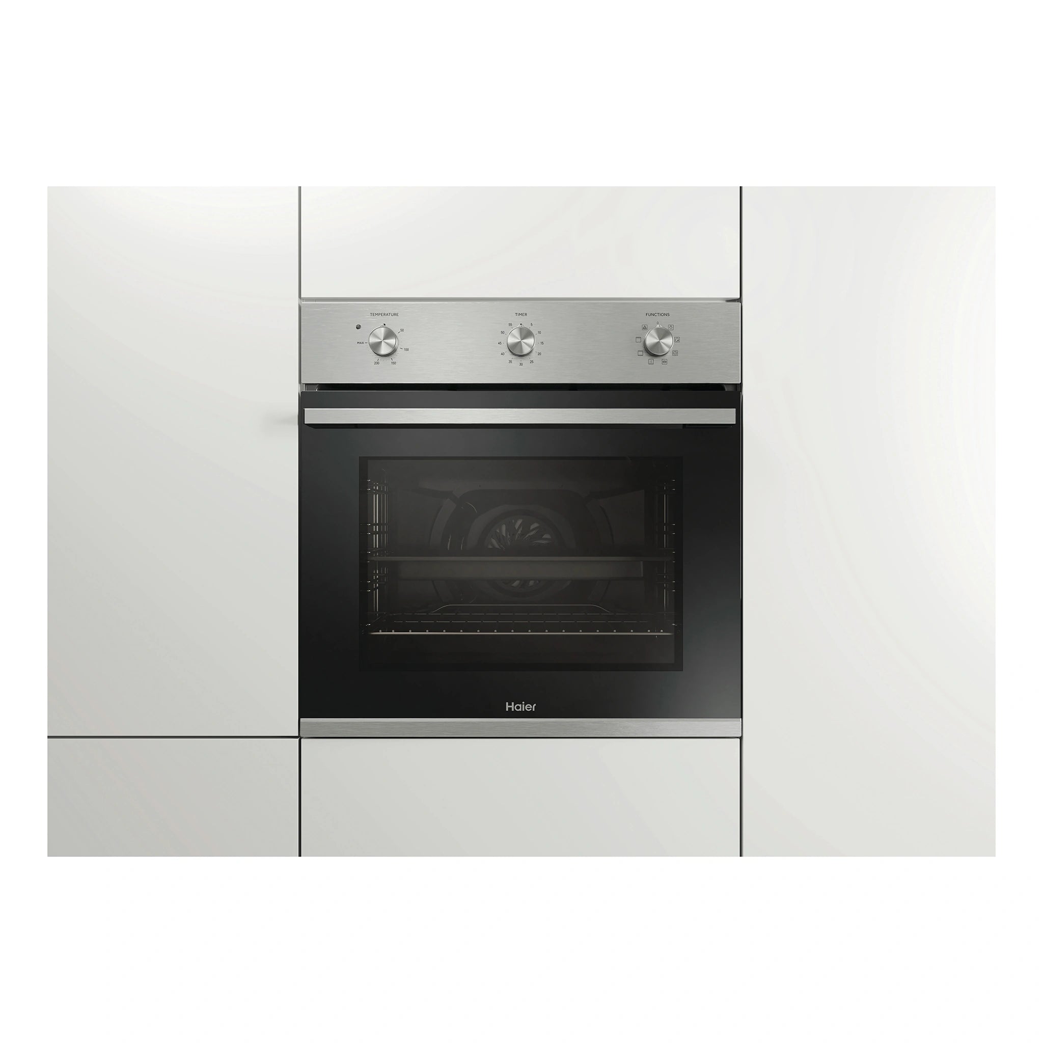 Haier 60cm 7 Function Stainless Steel Multi Function Oven HWO60S7MX4, Front View Door Closed