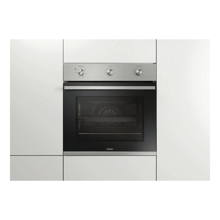 Haier 60cm 7 Function Stainless Steel Multi Function Oven HWO60S7MX4, Front View Door Closed