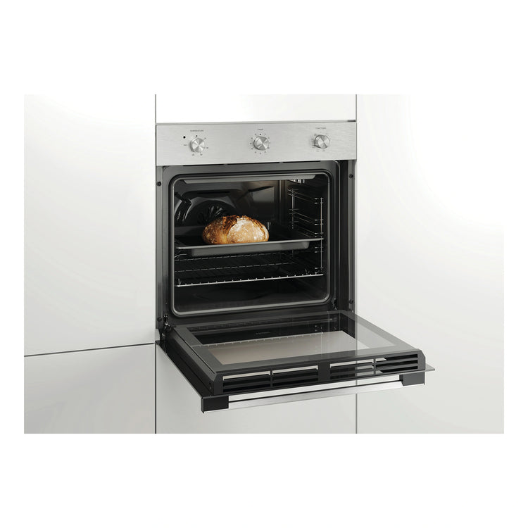 Haier 60cm 7 Function Stainless Steel Multi Function Oven HWO60S7MX4, Side View Door Open Cooking