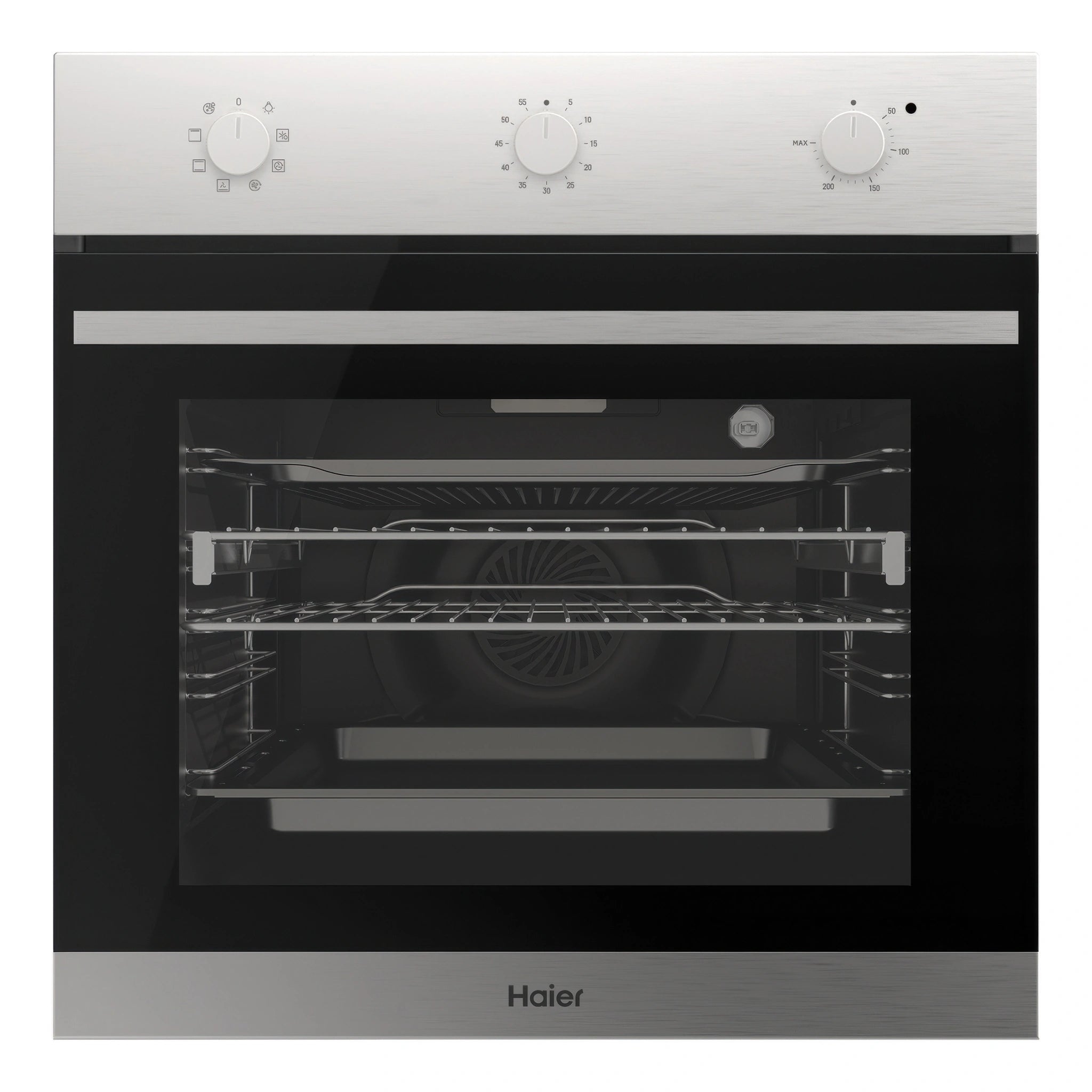 Haier 60cm 300 Series 7 Function Built-in Oven with Air Fry Stainless Steel HWO60S7MX6, Front View