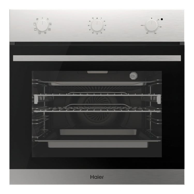 Haier 60cm 300 Series 7 Function Built-in Oven with Air Fry Stainless Steel HWO60S7MX6, Front View