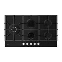 Inalto 90cm Gas Cooktop Black Glass with Wok Burner ICGG905W, Top view