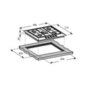 Inalto ICGW90S 90cm Gas Cooktop Stainless Steel with Wok Burner, Dimensions