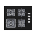 Inalto 60cm Gas Cooktop Black Glass with Wok Burner IGGC60, Top view