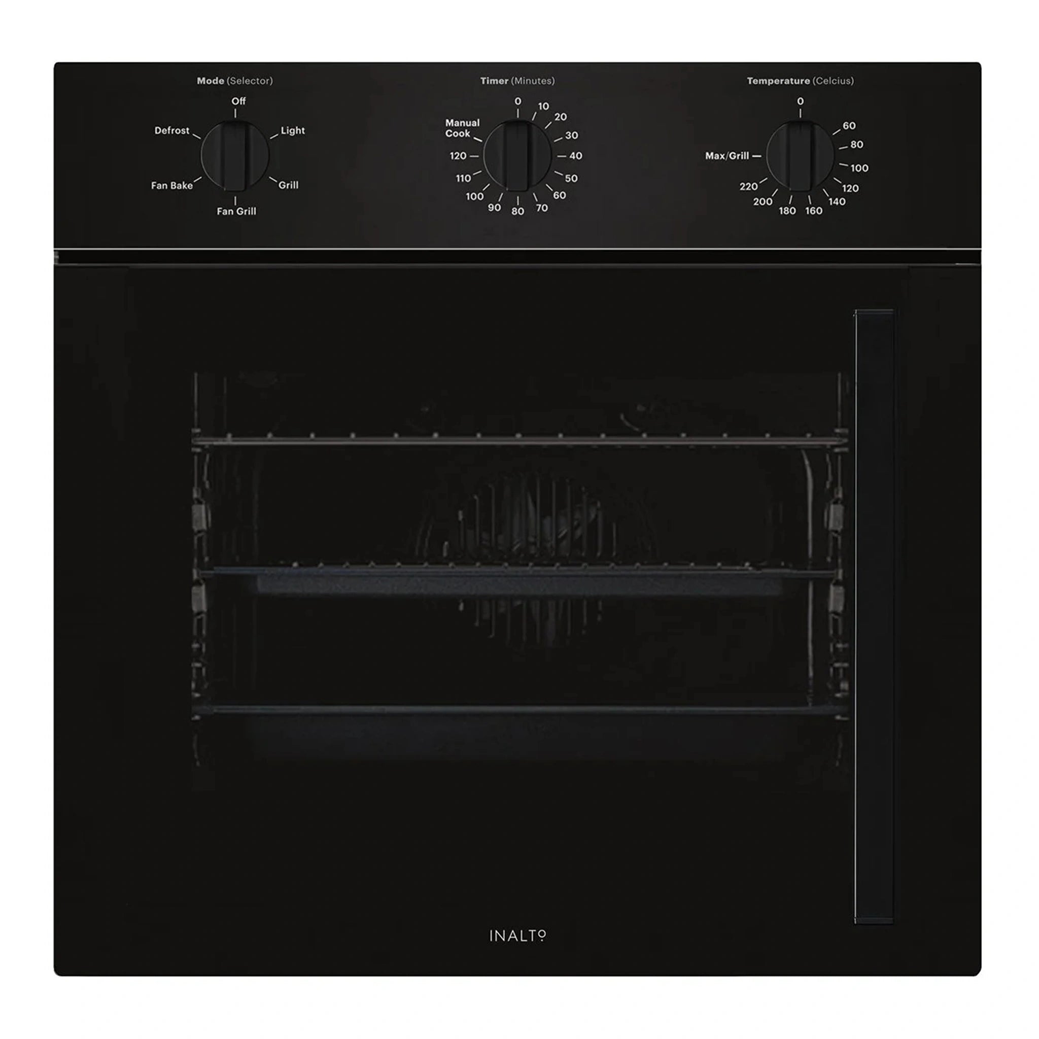 Inalto Side Opening 5 Function Electric Black Oven IOSO605ML, Front View