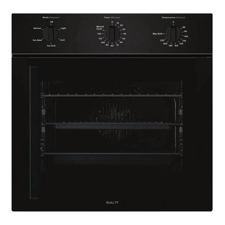 Inalto 60cm Black Side Opening 5 Function Electric Oven IOSO605MR, Front View