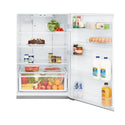 Kelvinator KTM5402ACR 503L Top Mount Fridge Silver, Bottom open, full of food items, and bottles