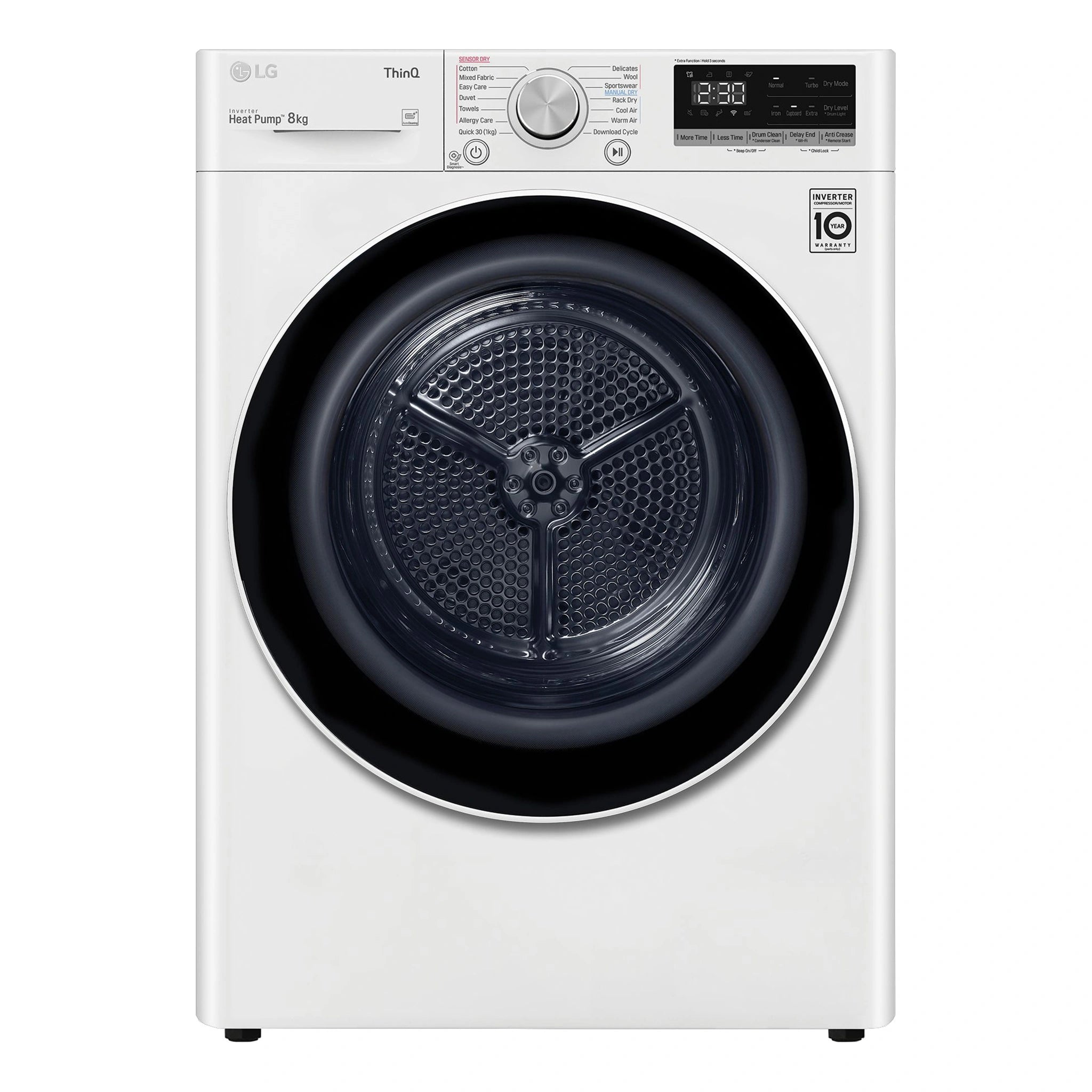 LG 8kg Series 5 Heat Pump Dryer DVH508W, Front View