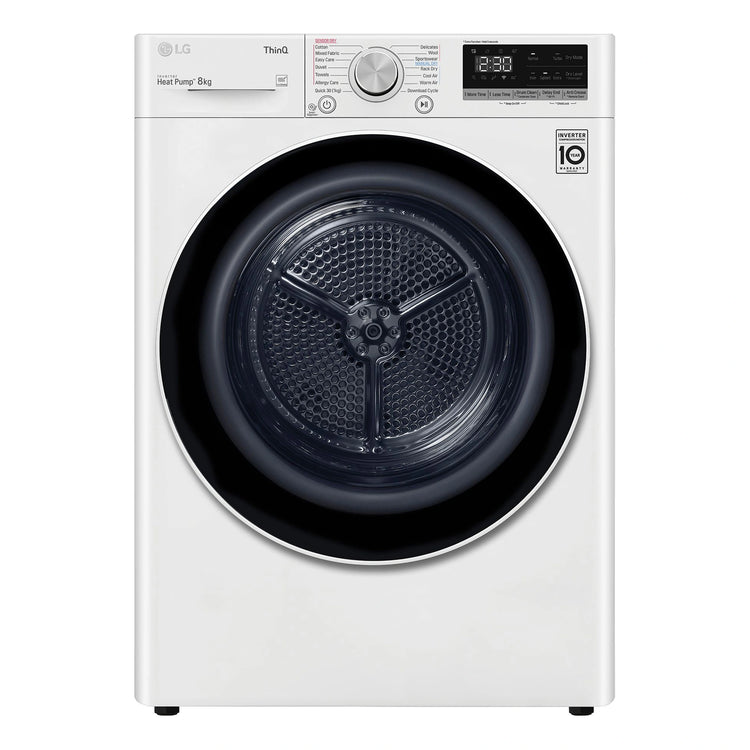 LG 8kg Series 5 Heat Pump Dryer DVH508W, Front View