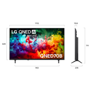 LG 43 Inch QNED70 Mini LED 4K AI Smart TV 43QNED70BSA, Dimensions View