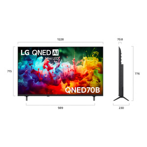LG 55 Inch QNED70 Mini LED 4K AI Smart TV 55QNED70BSA, Dimensions View