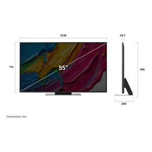 LG 55 Inch QNED AI QNED81 4K Smart TV 55QNED81ASA, Dimensions View