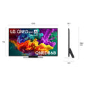 LG 55 Inch evo AI Mini LED 4K Smart TV 2026 55QNED86BSA, Dimensions View