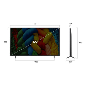 LG 65 Inch Nano Cell AI NANO80 4k Smart TV 2025 65NANO80ASA, Dimensions