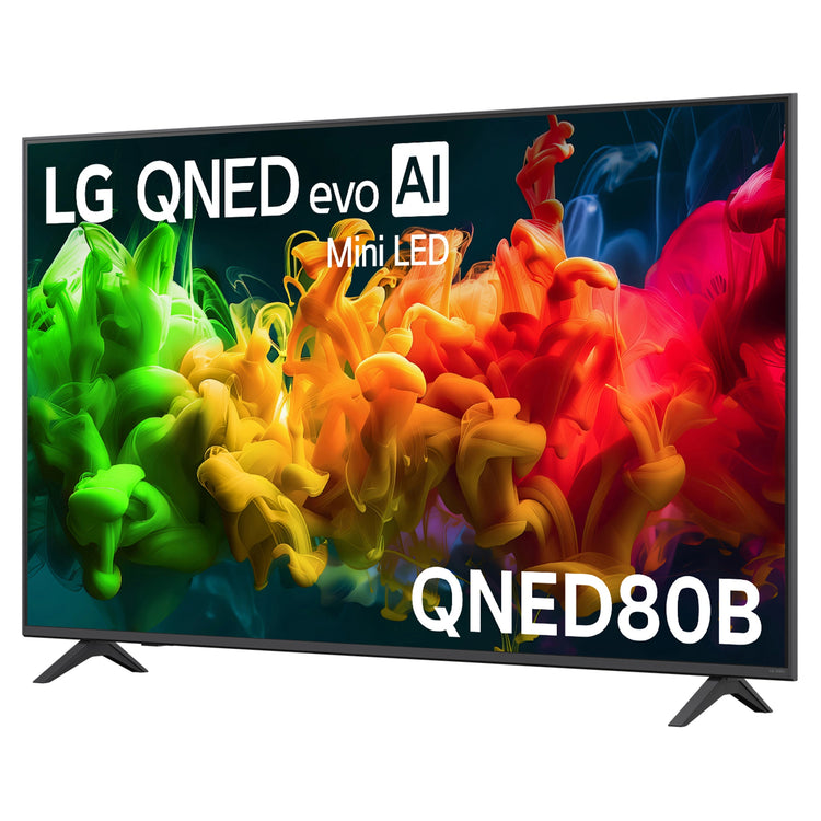 LG 65 Inch evo AI Mini LED 4K Smart TV 2026 65QNED80BSA. Left Side View
