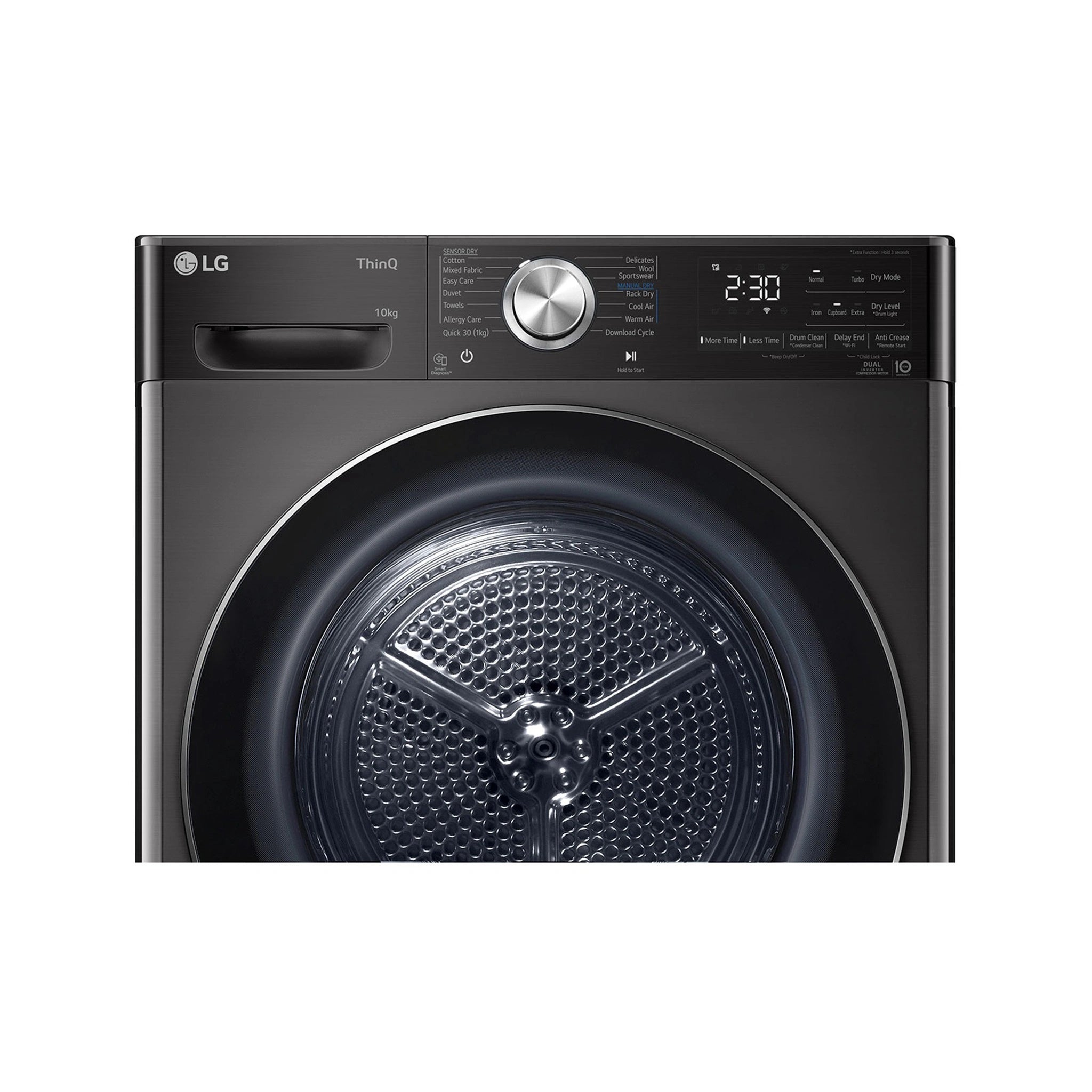 LG 10kg Series 10 Heat Pump Dryer with Inverter Control DVH1010B, Control Panel View 2