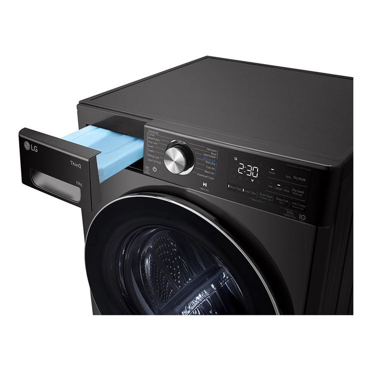 LG 10kg Series 10 Heat Pump Dryer with Inverter Control DVH1010B, Drawer Open