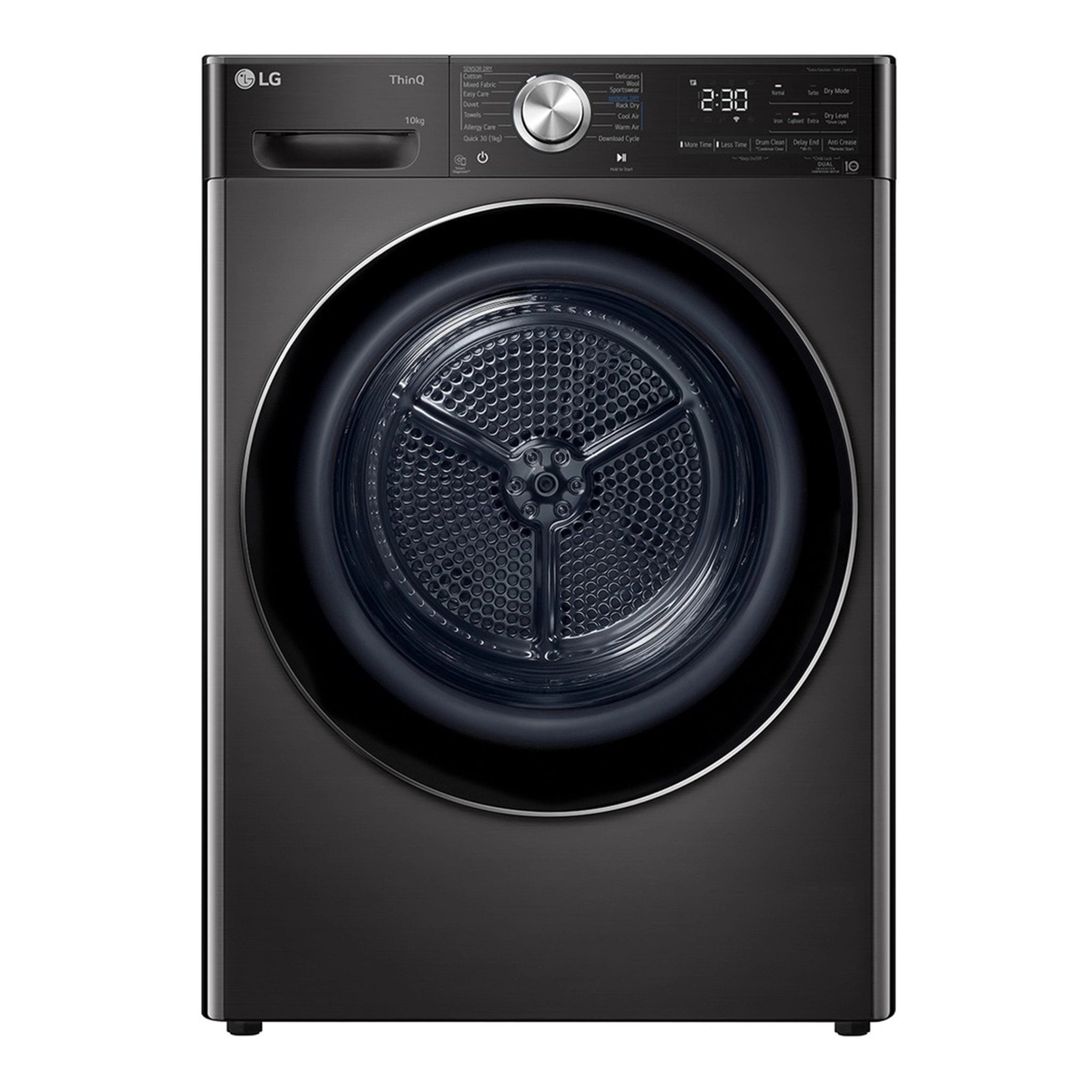 LG 10kg Series 10 Heat Pump Dryer with Inverter Control DVH1010B, Front View