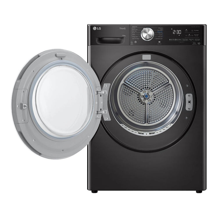 LG 10kg Series 10 Heat Pump Dryer with Inverter Control DVH1010B, Front View With Door Open