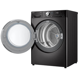 LG 10kg Series 10 Heat Pump Dryer with Inverter Control DVH1010B, Right Side View With Door Open