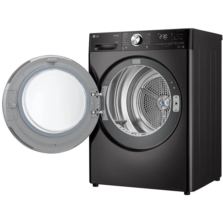 LG 10kg Series 10 Heat Pump Dryer with Inverter Control DVH1010B, Right Side View With Door Open