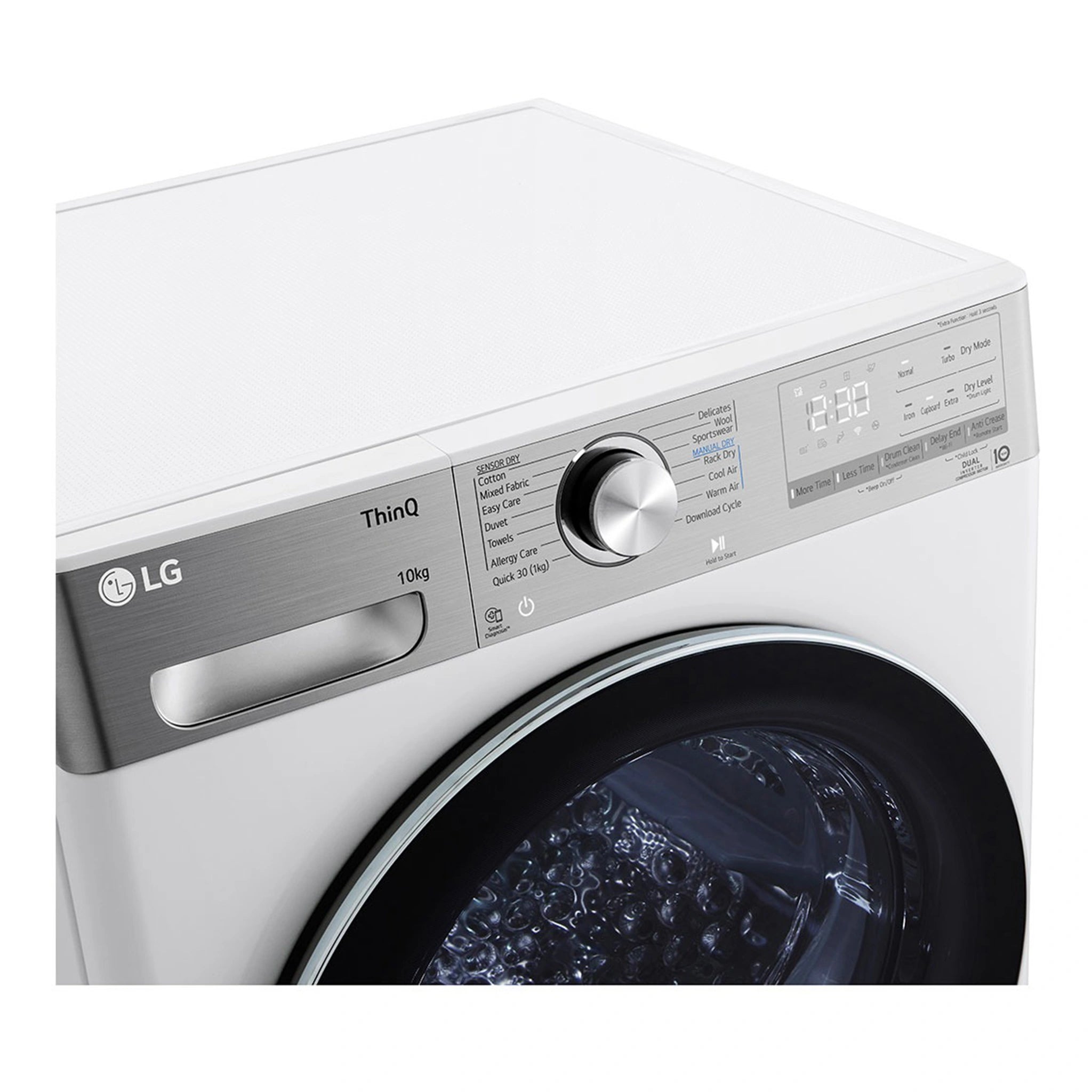 LG 10kg Series 10 Heat Pump Dryer - 9 Star DVH1010W, Control Panel View