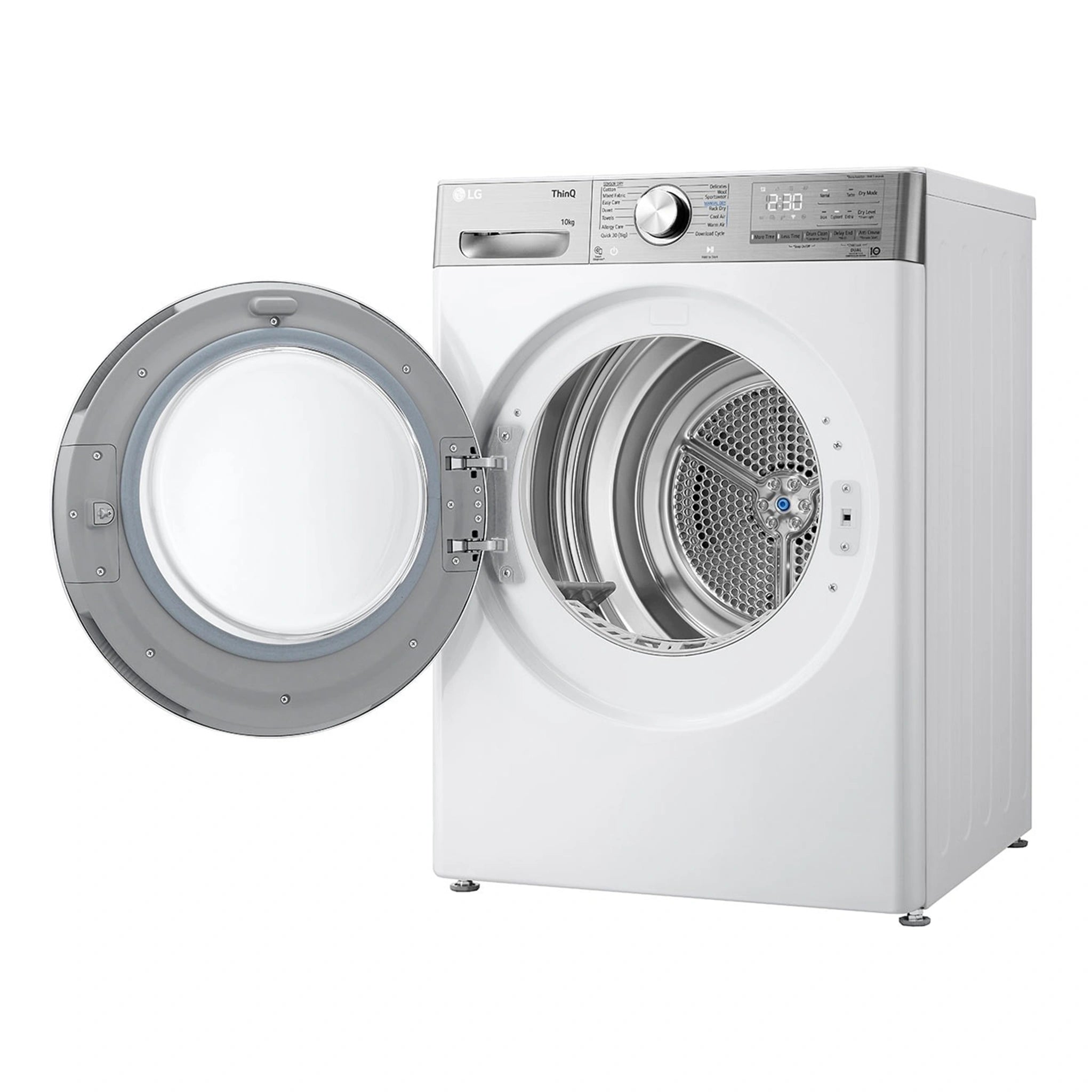 LG 10kg Series 10 Heat Pump Dryer - 9 Star DVH1010W, Right Side View Door Open