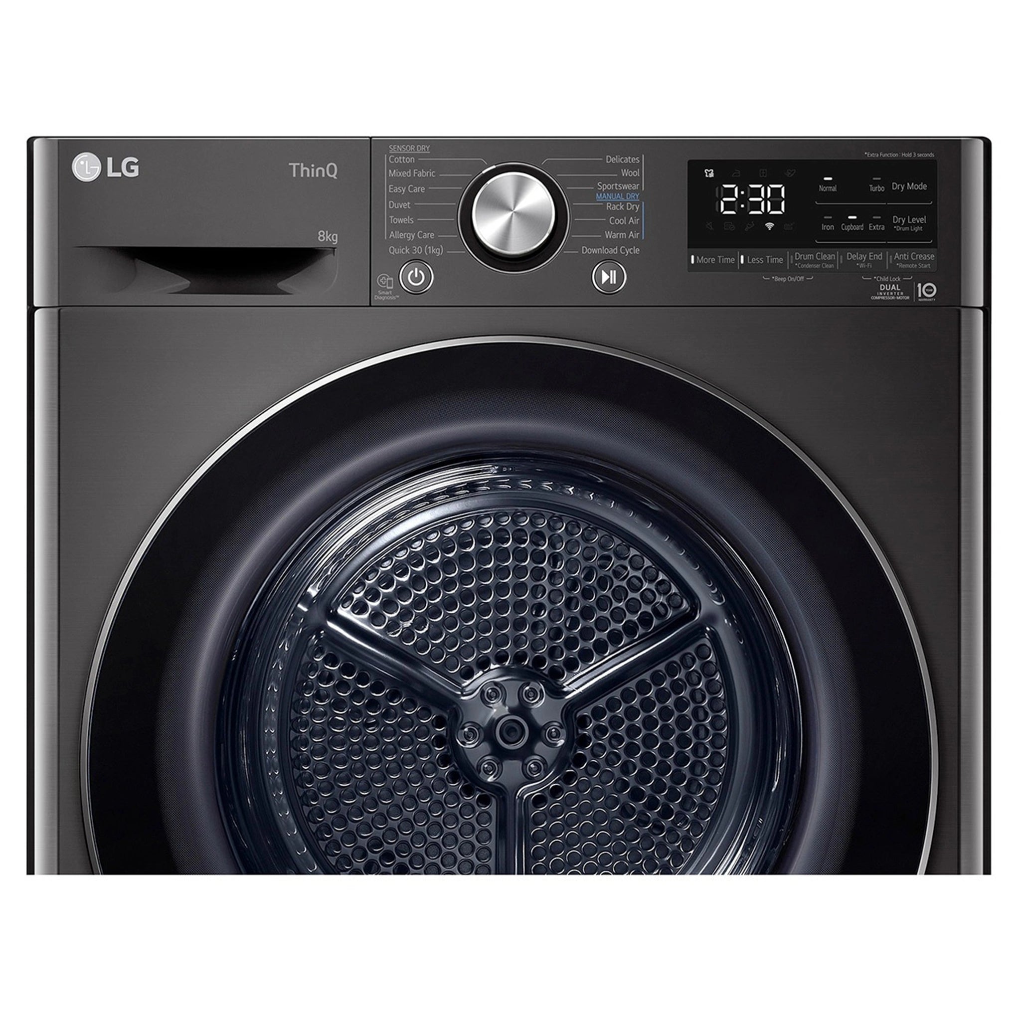 LG 8kg Series 9 Heat Pump Dryer 9 Star DVH908B, Control Panel View