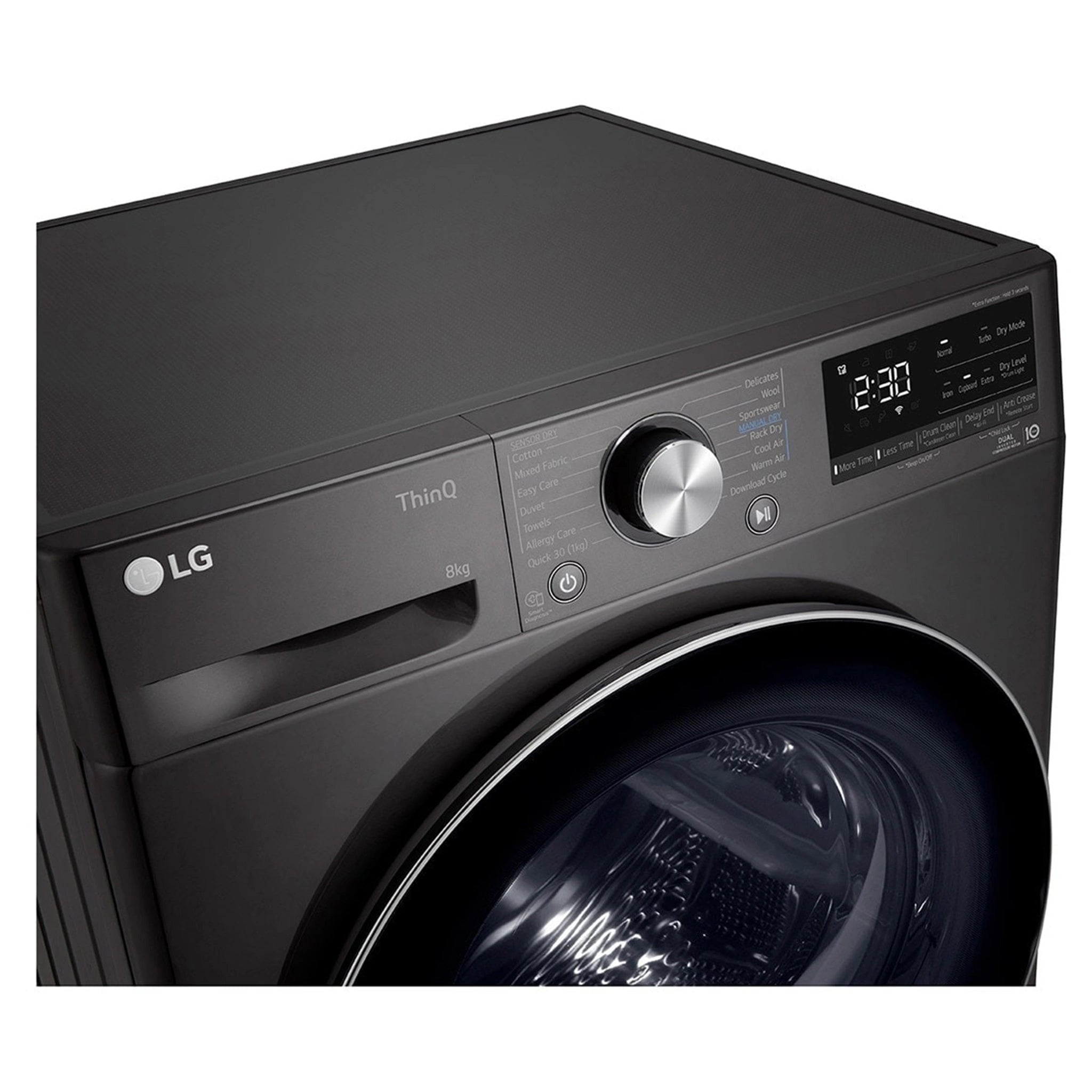 LG 8kg Series 9 Heat Pump Dryer 9 Star DVH908B, Control Panel View 2