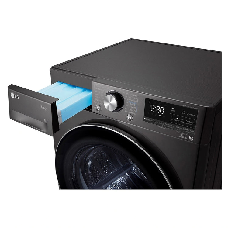 LG 8kg Series 9 Heat Pump Dryer 9 Star DVH908B, Drawer Open View