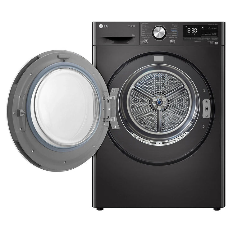 LG 8kg Series 9 Heat Pump Dryer 9 Star DVH908B, Front Left Side Door Open View