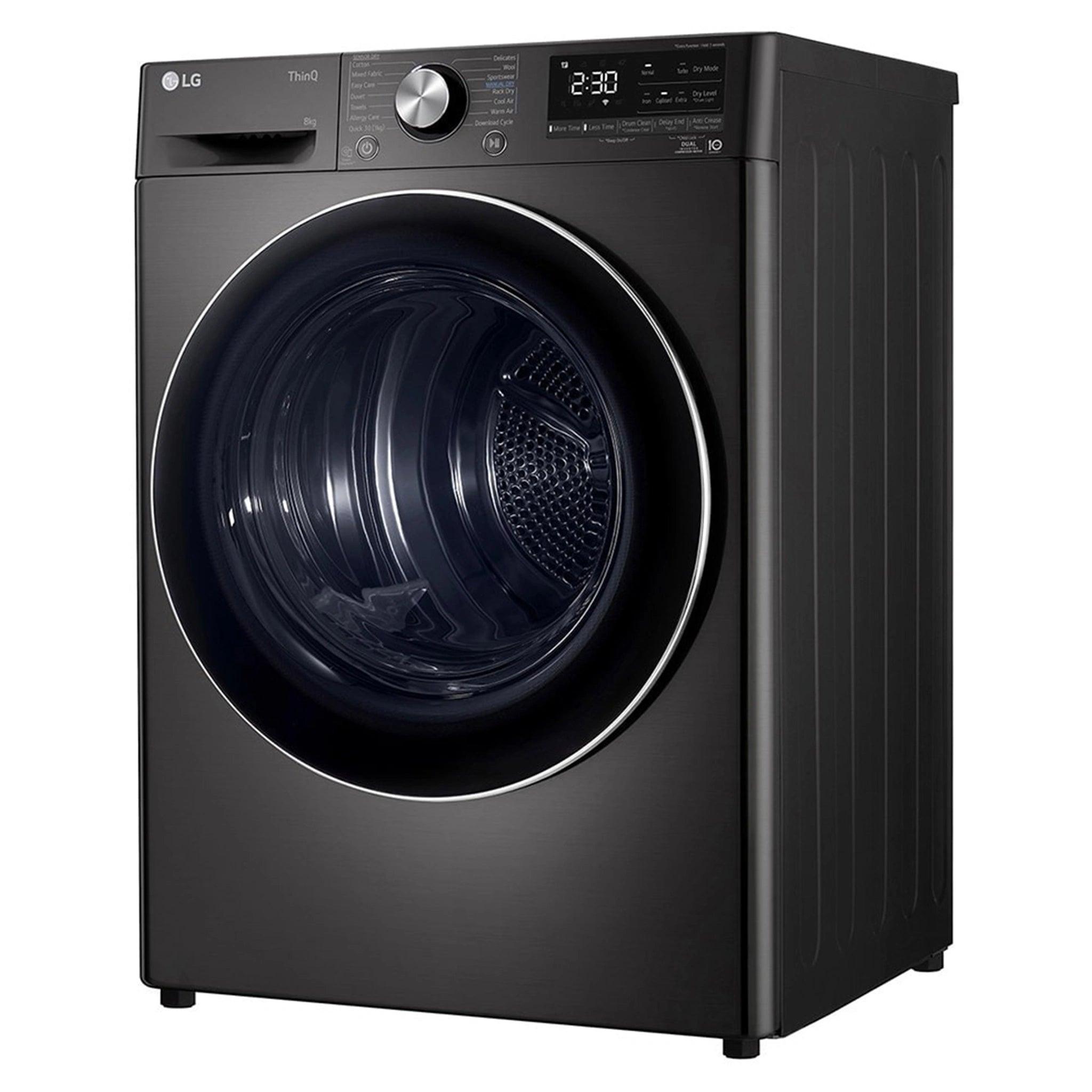 LG 8kg Series 9 Heat Pump Dryer 9 Star DVH908B, Left Side View