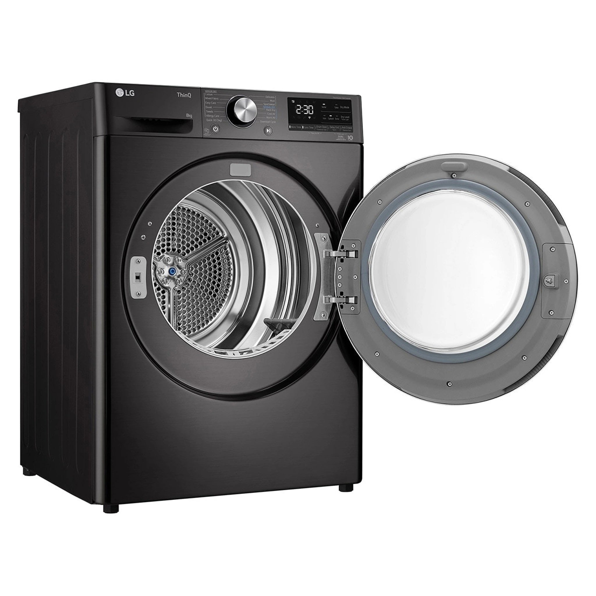 LG 8kg Series 9 Heat Pump Dryer 9 Star DVH908B, Right Side Door Open View