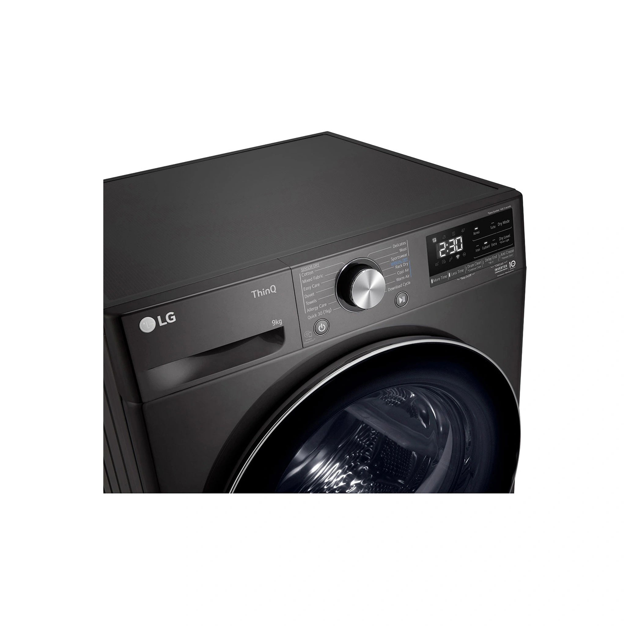 LG 9kg Series 9 Heat Pump Dryer – Black DVH909B, Control Panel View